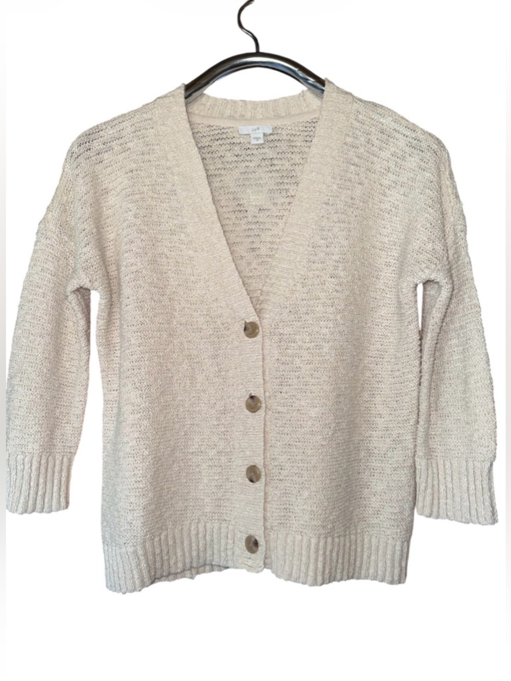 J. Jill Cream Button-Up Knit Cardigan